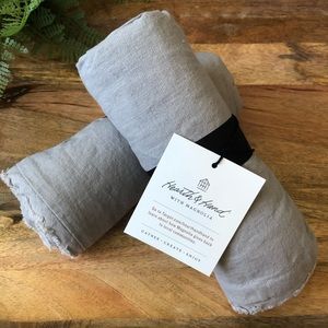 New Pair Hearth & Hand Euro Linen Blend Pillow Shams Jet Gray